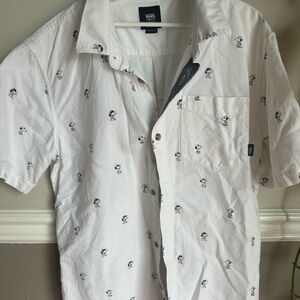 Vans White Patterned Boys Button Down Shirt Snoopy